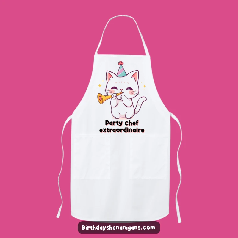 Funny Kawaii Cat Birthday Apron - Party in the Kitchen!