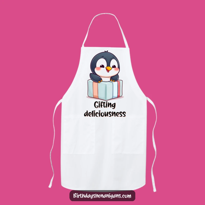 Funny Penguin Gift Slide Apron - Cheerful Chef Wear for Winter Cooks