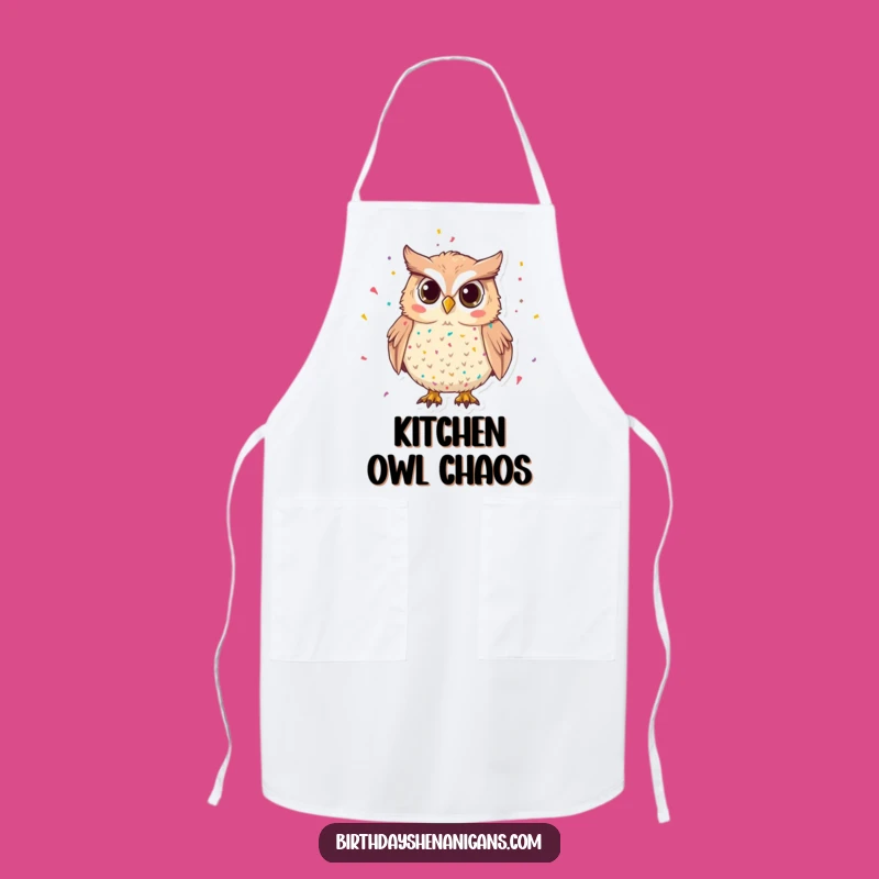 Funny Mischievous Owl Confetti Apron: Cook Up Fun at Every Party