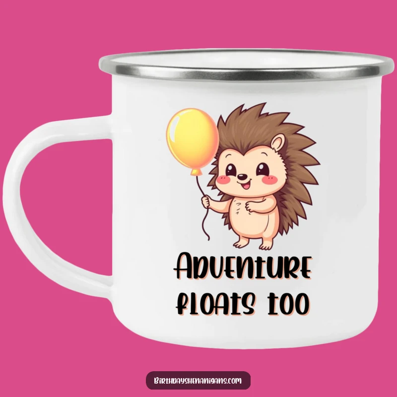 Funny Hedgehog Balloon Camping Mug: Your Cheerful Companion for Outdoor Escapades