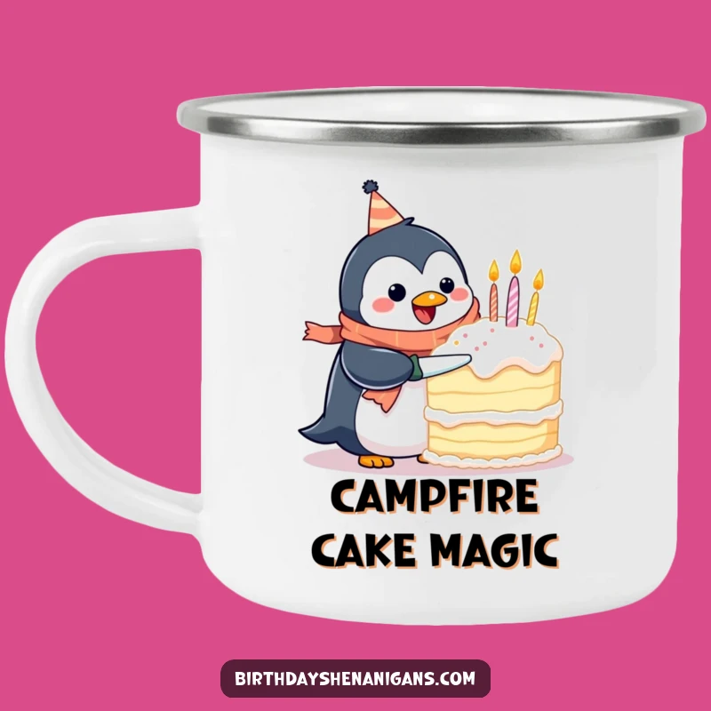 Funny Penguin Birthday Scarf Camping Mug: Durable & Comical Adventure Mug, Perfect Funny Gift!