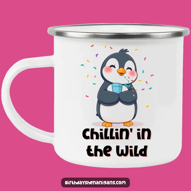 Funny Penguin Confetti Camping Mug - Durable Wobbly Bird Outdoor Gift
