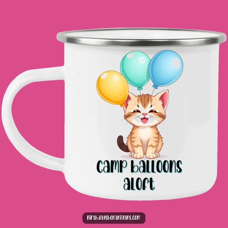 Durable Funny Kitten Balloon Camp Mug - Cheerful Sips with Feline Flair