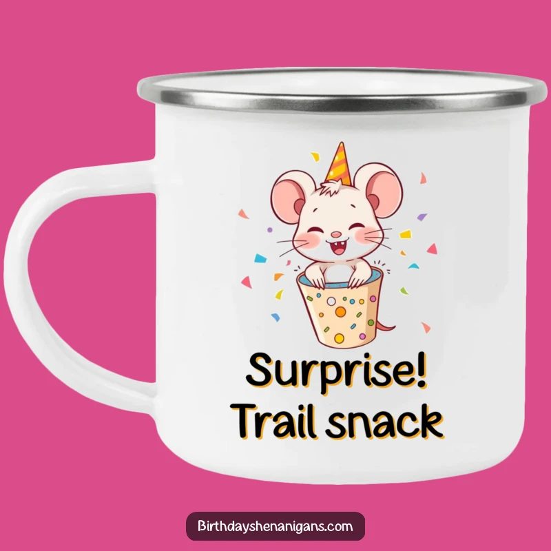 Funny Giggling Mouse Party Popper Camping Mug: Your Hilarious Companion for Outdoor Adventures