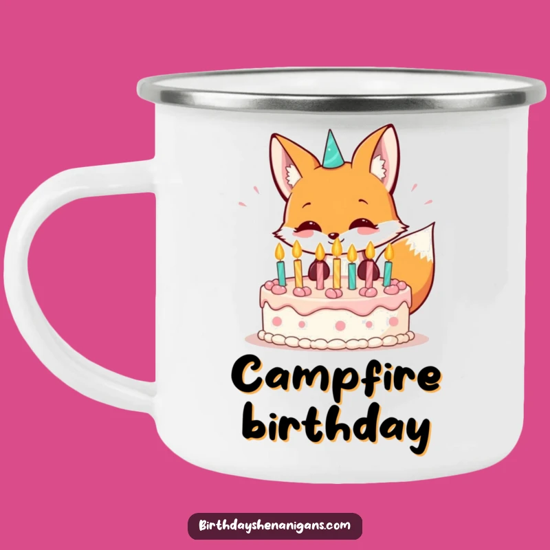 Funny Kawaii Fox Birthday Camping Mug: Celebrate Anywhere!