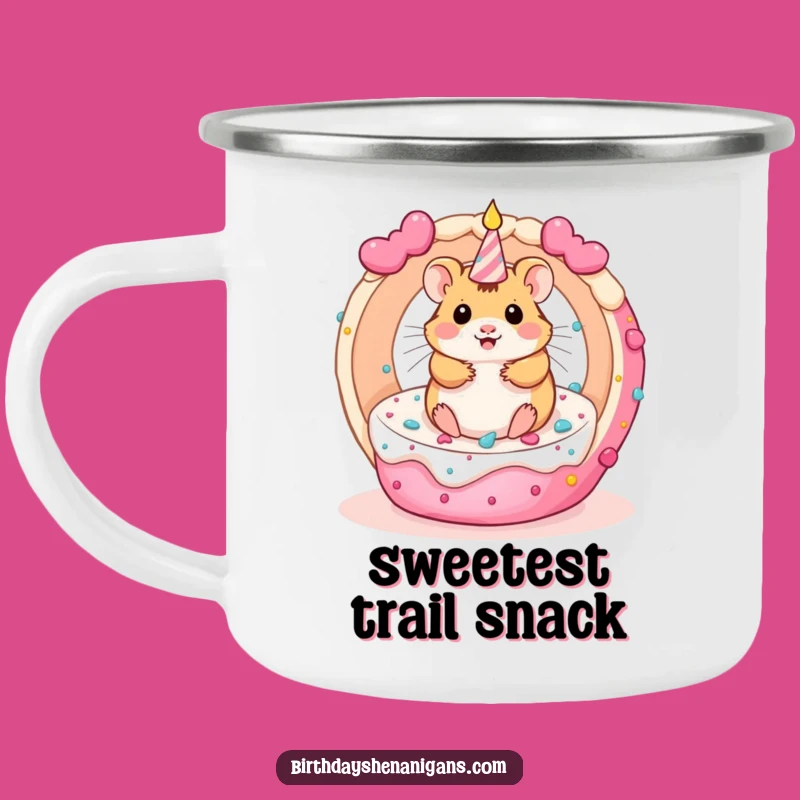 Funny Kawaii Hamster Camping Mug - Rolling Cake Adventure