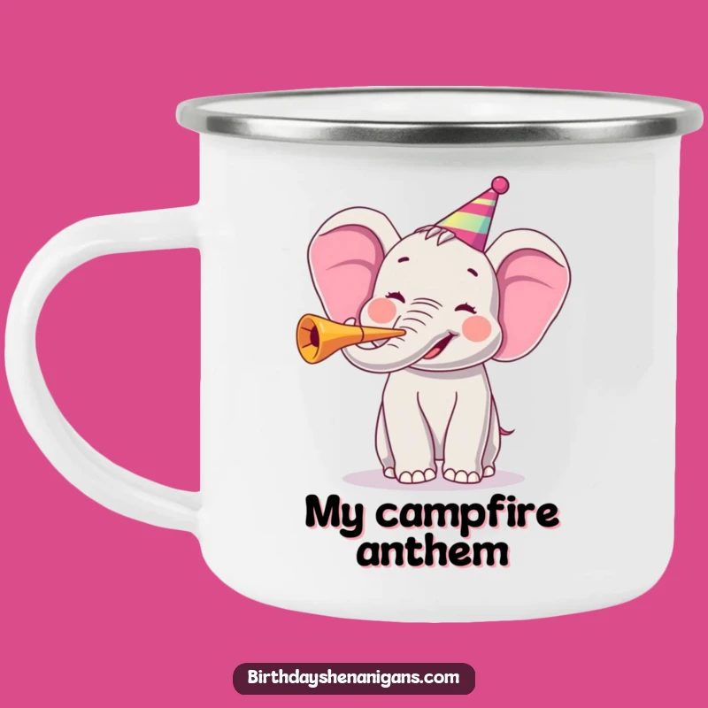 Funny Joyful Elephant Party Horn Camping Mug: Celebration in the Wild!