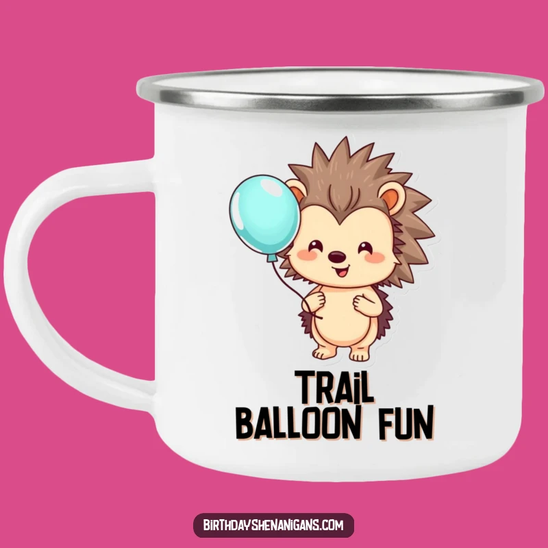 Funny Hedgehog Balloon Camping Mug: Adventure with Adorable Cheer!