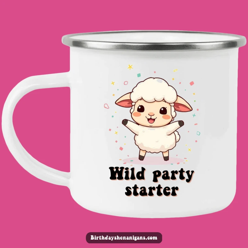 Funny Bouncing Sheep Confetti Camping Mug: Epic Outdoor Laughs with this Hilarious Sheep!