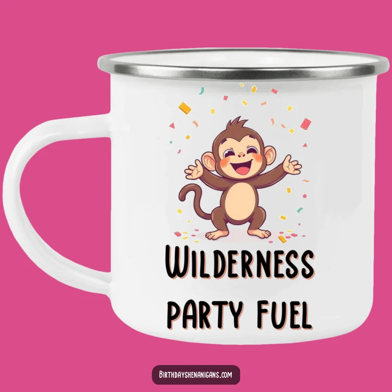 Funny Kawaii Monkey Confetti Camping Mug: Adventure Fueled by Party
