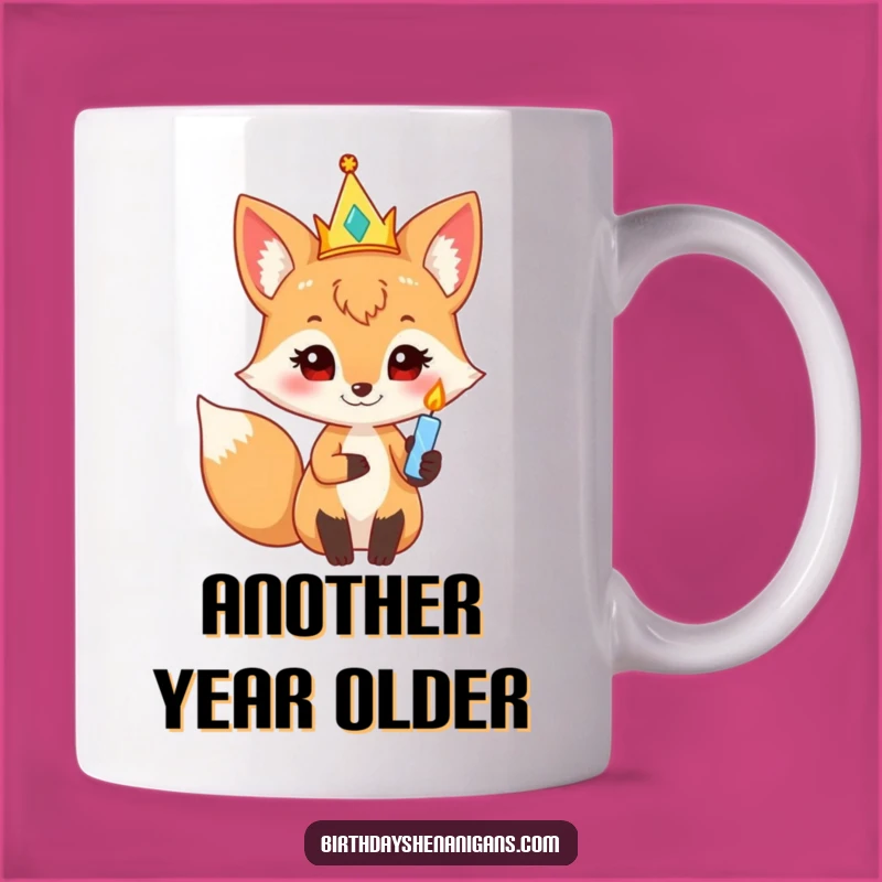 Funny Curious Fox Party Crown Candle Mug: A Whimsical & Perfect Gift for Birthday Cheer