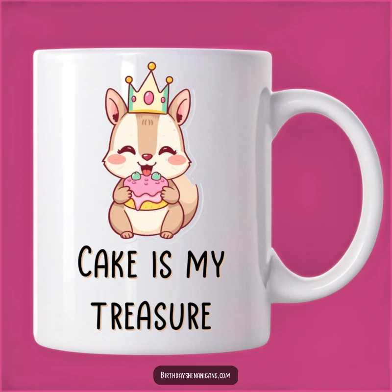 Funny Squirrel Birthday Mug: Cake Lover Design, Perfect Greedy Gift!