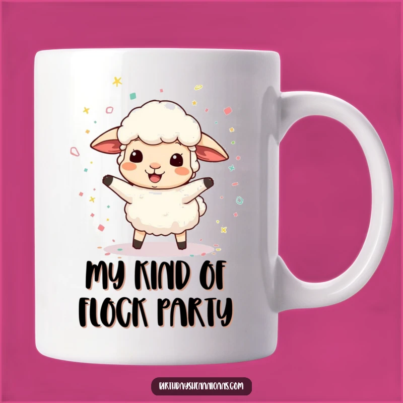 Funny Bouncing Sheep Confetti Mug: Adorable Animal Playing Hilariously, Perfect Gift!