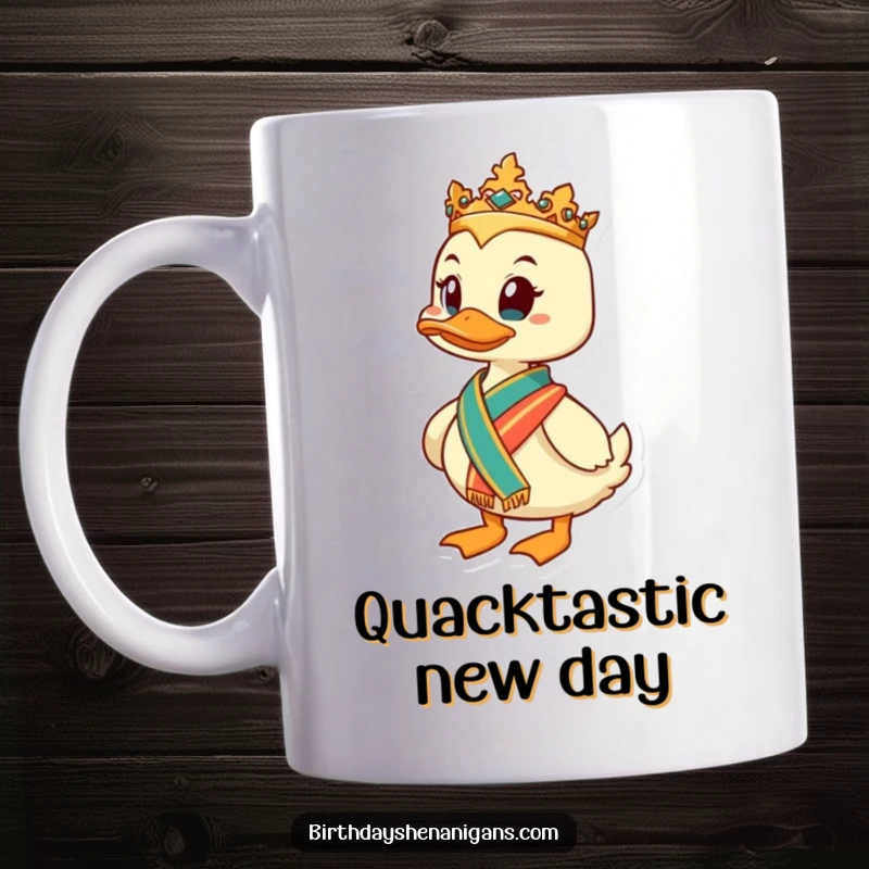 Funny Duck Mug: A determined, regal duck with a sash, embodying leadership and ambition, a perfect funny gift.