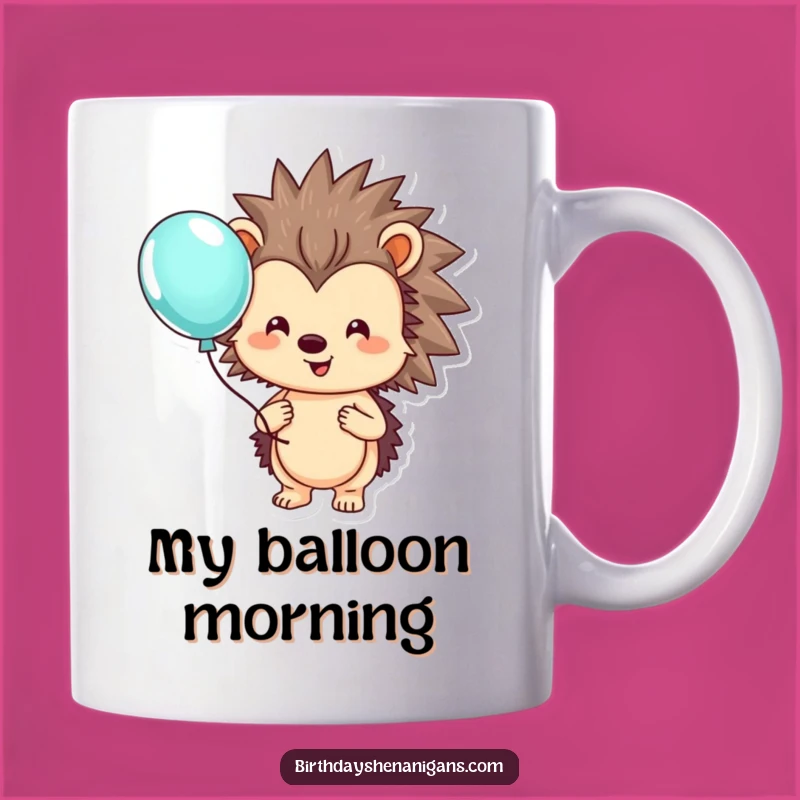 Funny Hedgehog Balloon Mug: Your Daily Dose of Cheerful Delight!