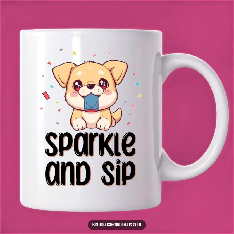 Funny Kawaii Dog Confetti Mug: Hilarious Gift for Joyful Dog Owners