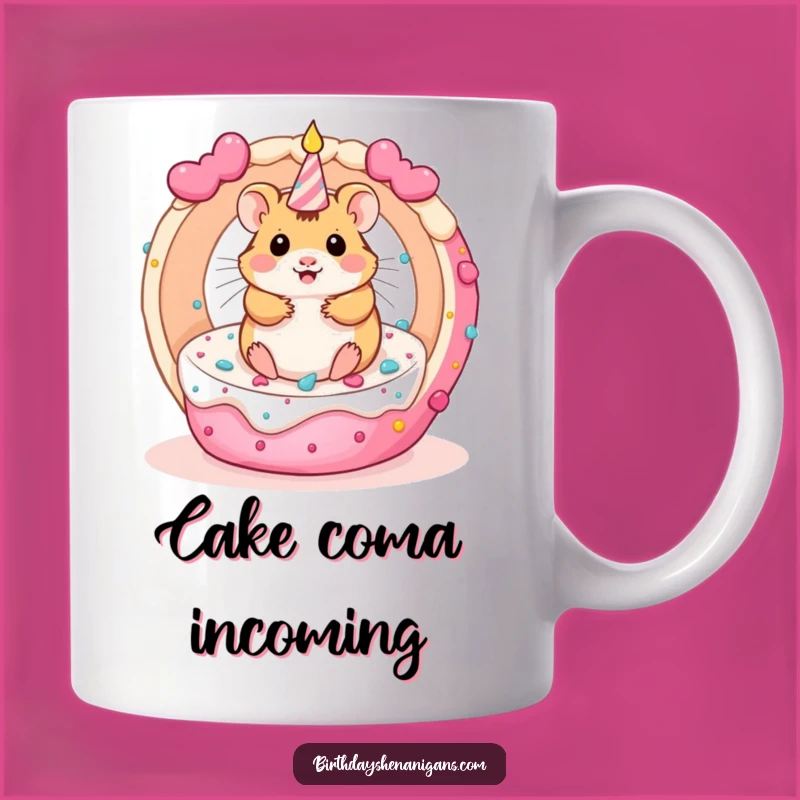Funny Kawaii Hamster Cake Mug - Hilarious Spinning Birthday Surprise Gift