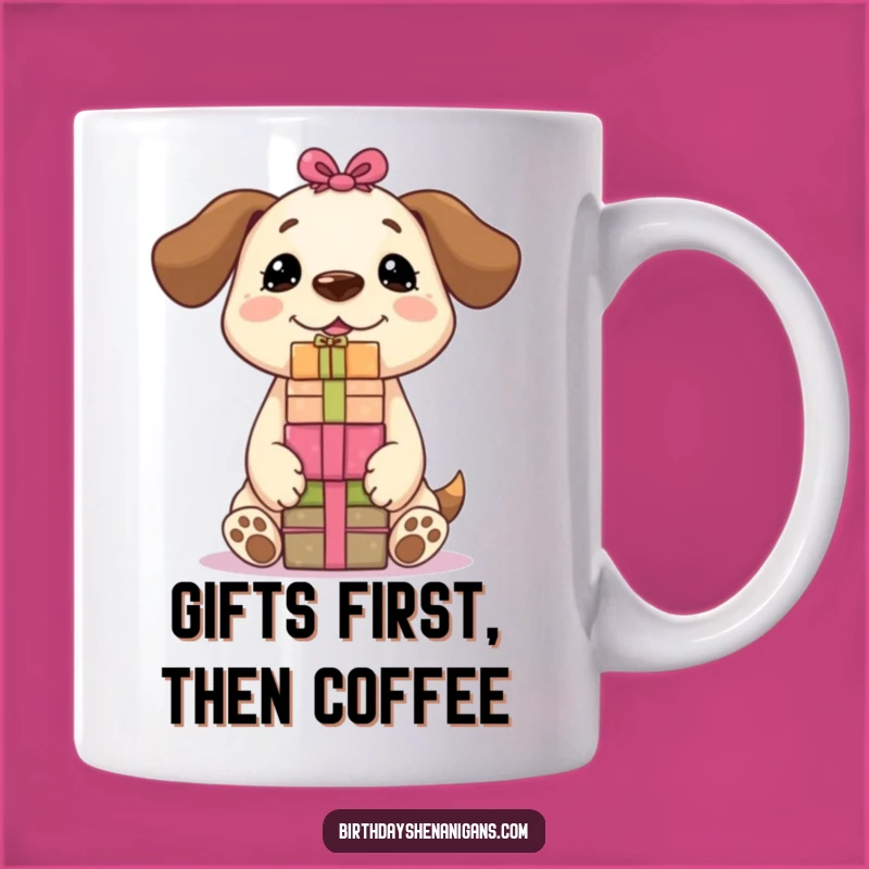 Funny Kawaii Dog Present Balance Mug - Adorable Birthday Gift Idea