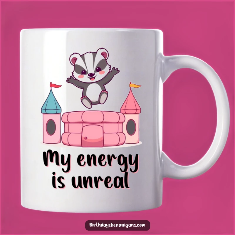Funny Badger Bouncy Castle Mug: Hilarious Fun Lover's Gift!