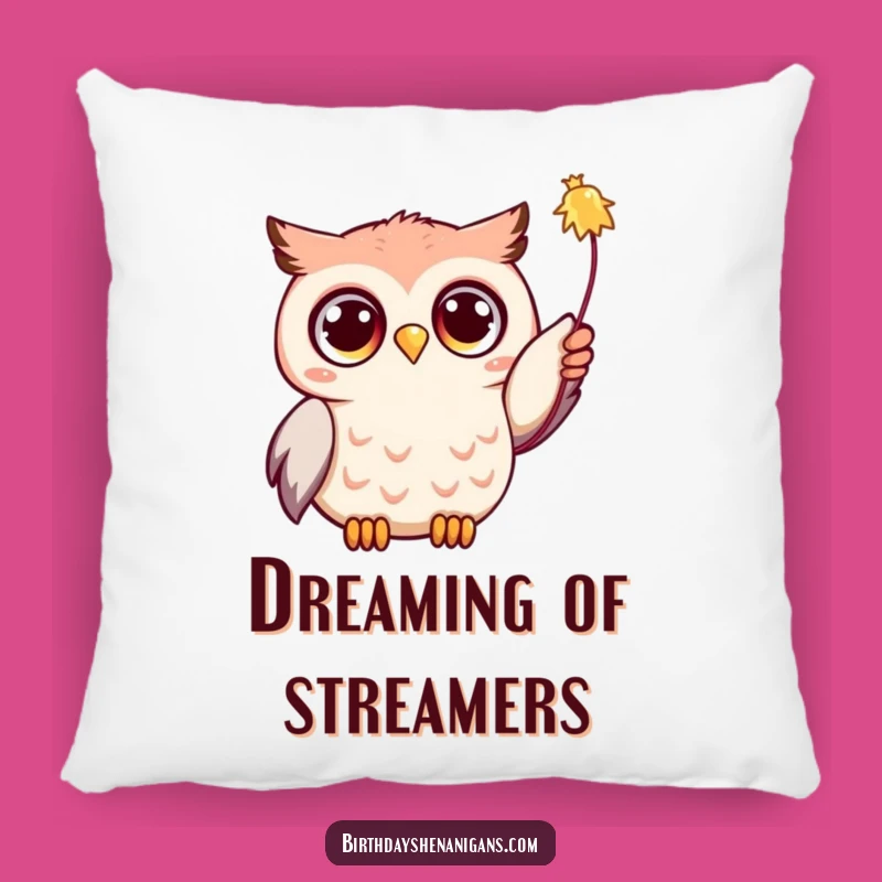 Cozy Celebration Pillow: Funny Kawaii Owl Comfort