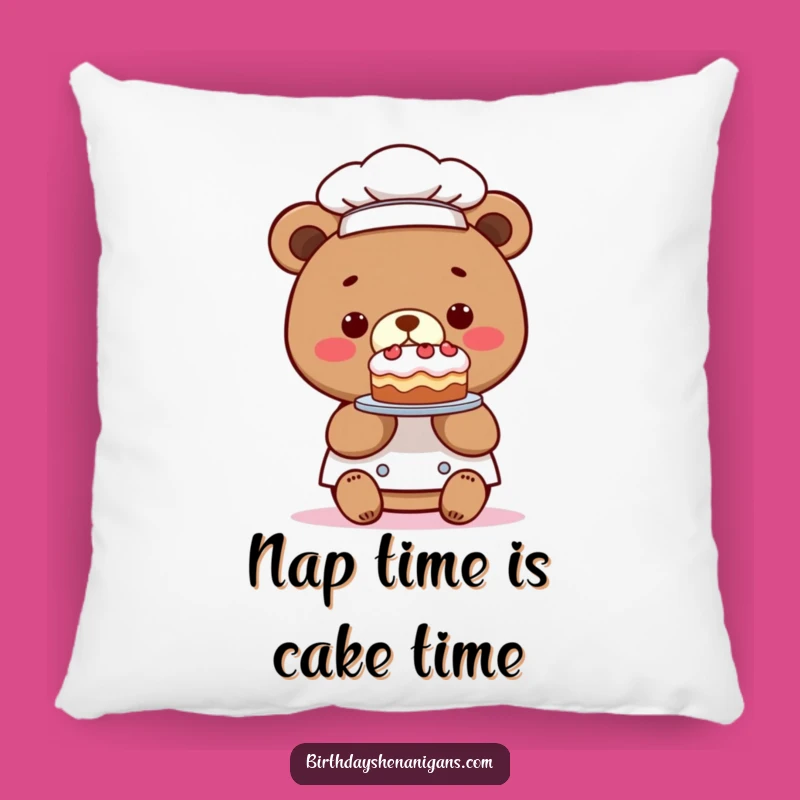 Cozy Funny Kawaii Bear Chef Tiny Cake Pillow: Cuddle Up with Culinary Charm
