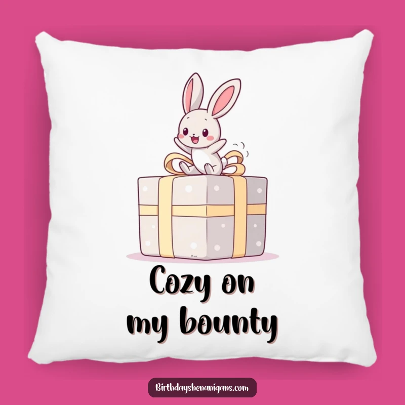 Cozy Funny Kawaii Bunny Present Bounce Pillow: Cuddle Up with Cute Cheer