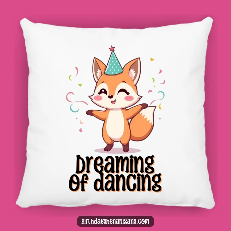 Funny Fox Pillow: Dancing Streamer Cushion, Cozy & Festive Gift!