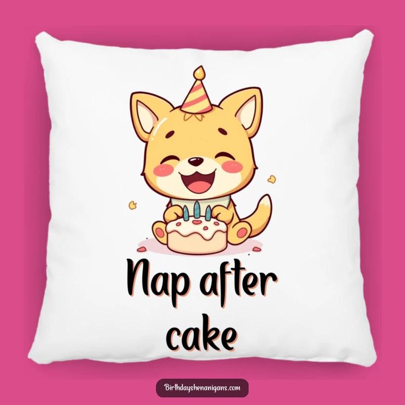 Funny Dog Birthday Pillow, Gleeful Cake Smash Dog Pillow - Cozy Funny Gift