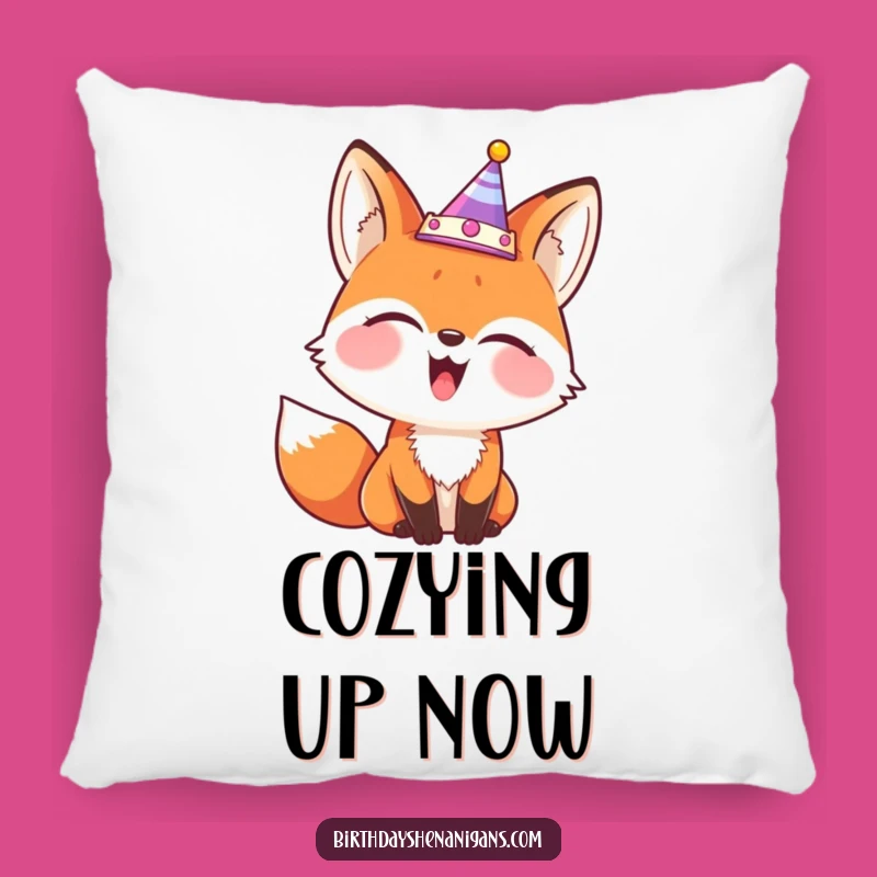 Funny Fox Party Crown Pillow - Soft Giggling Comfort Gift