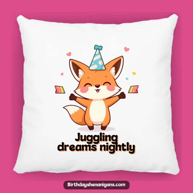 Funny Kawaii Fox Pillow: Soft Juggling Character Cushion for a Cozy Gift