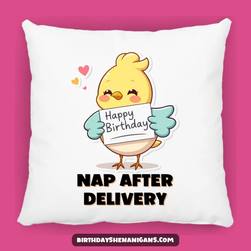 Funny Bird Birthday Pillow: Cozy Comfort with Festive Flair