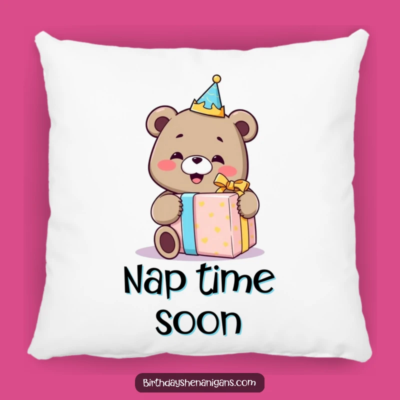 Funny Bear Birthday Crown Pillow: Cozy Comfort & Joyful Design, Perfect Funny Gift!