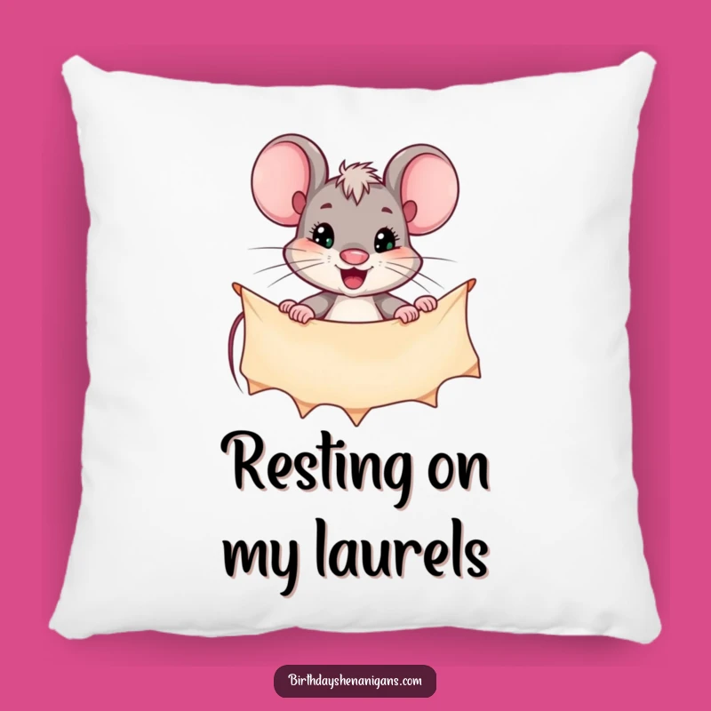 Funny Determined Mouse Banner Pillow: Cozy Up with Ambitious Rodent Comfort!