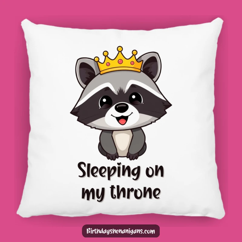 Funny Raccoon Crown Pillow: Snuggle Up with This Hilarious Royal Accent