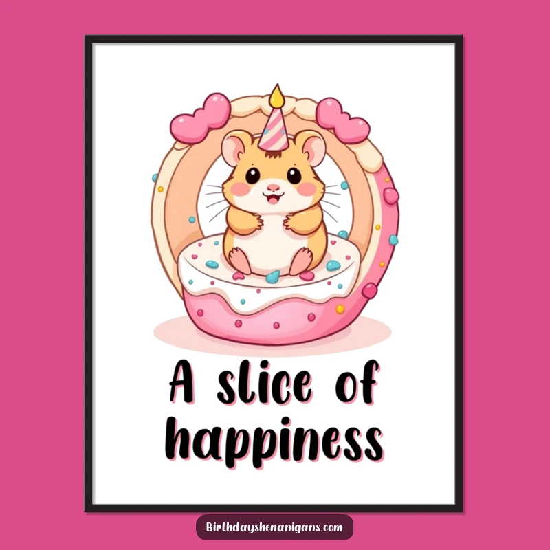 Funny Kawaii Hamster Digital Art - Rolling Birthday Cake Chaos