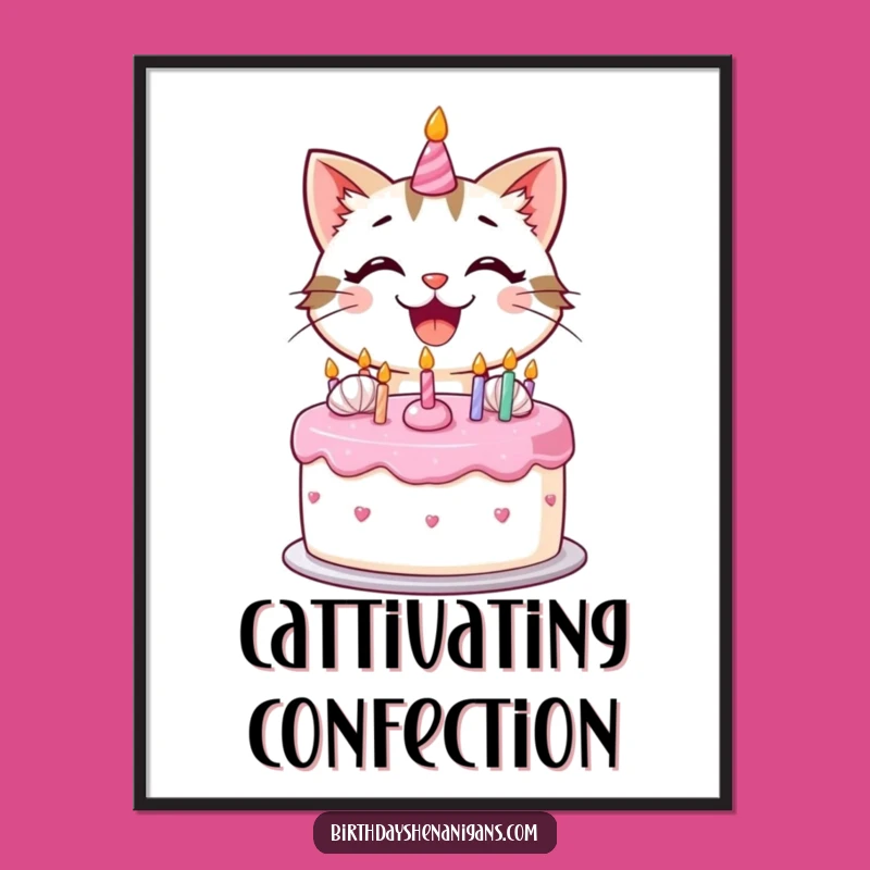 Funny Kawaii Cat Digital Art: Hilarious Printable Gift for Sweet Decor