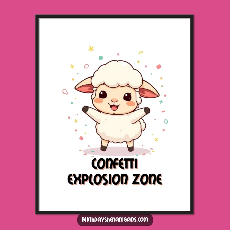 Funny Bouncing Sheep Confetti Digital Art: Instant Hilarious Wall Decor!