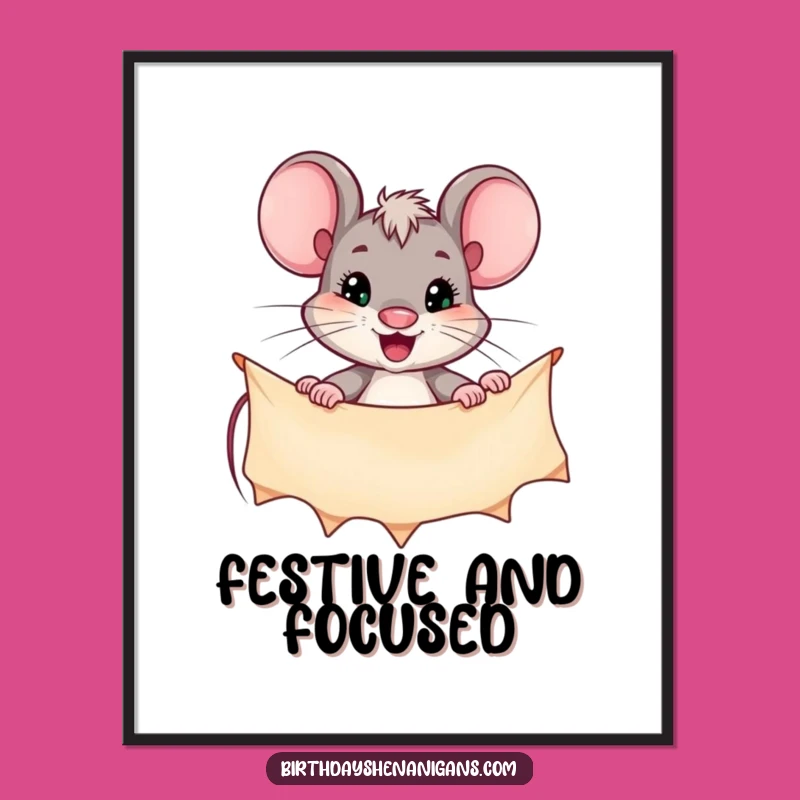 Funny Determined Mouse Banner Digital Art: Instant Motivational Decor!