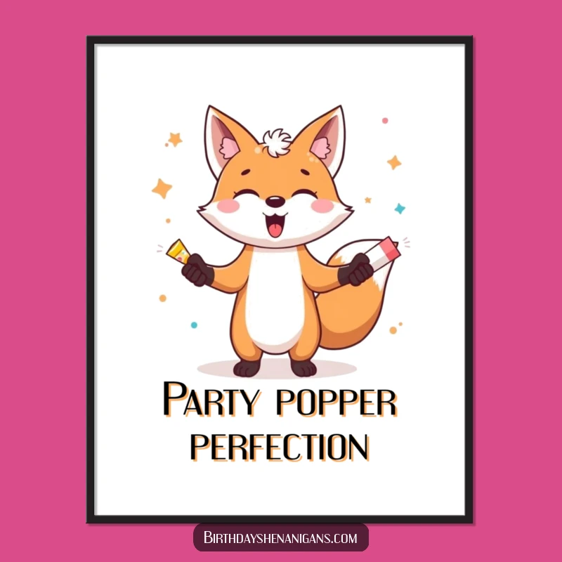 Funny Fox Juggling Party Poppers Digital Print: Instant Hilarious Art for Your Walls