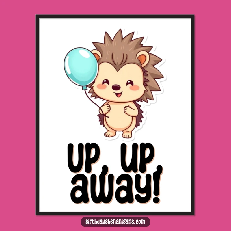 Funny Hedgehog Balloon Digital Art: Instant Cheerful Decor!