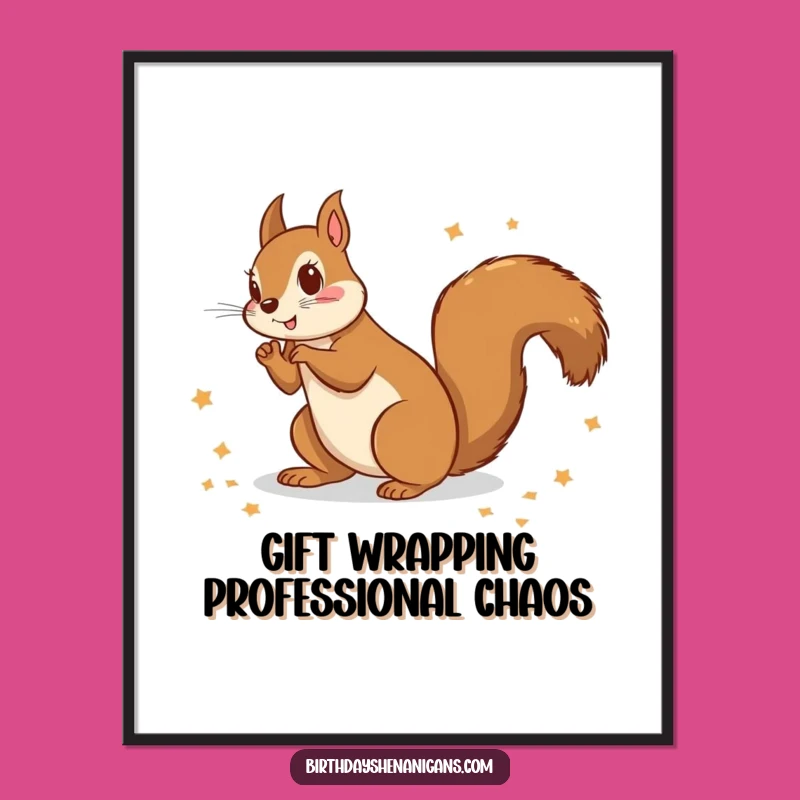 Funny Squirrel Wrapping Paper Digital Art: Instant Holiday Fun