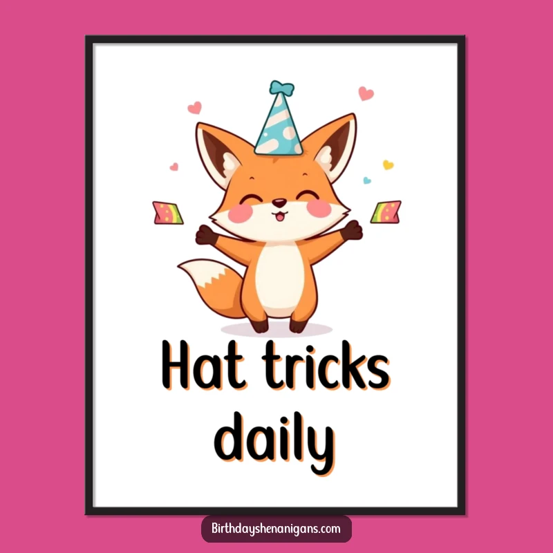 Funny Kawaii Fox Digital Art: Juggling Decor, Instant Download Gift