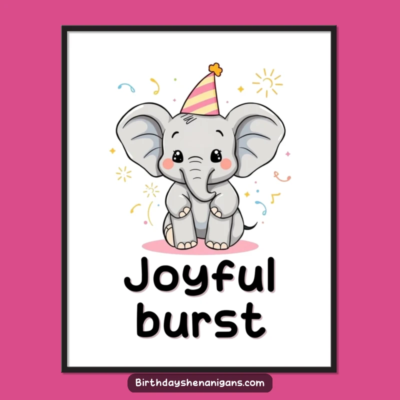 Funny Elephant Digital Art: Popper Sprayer Print, Instant Celebration Gift!