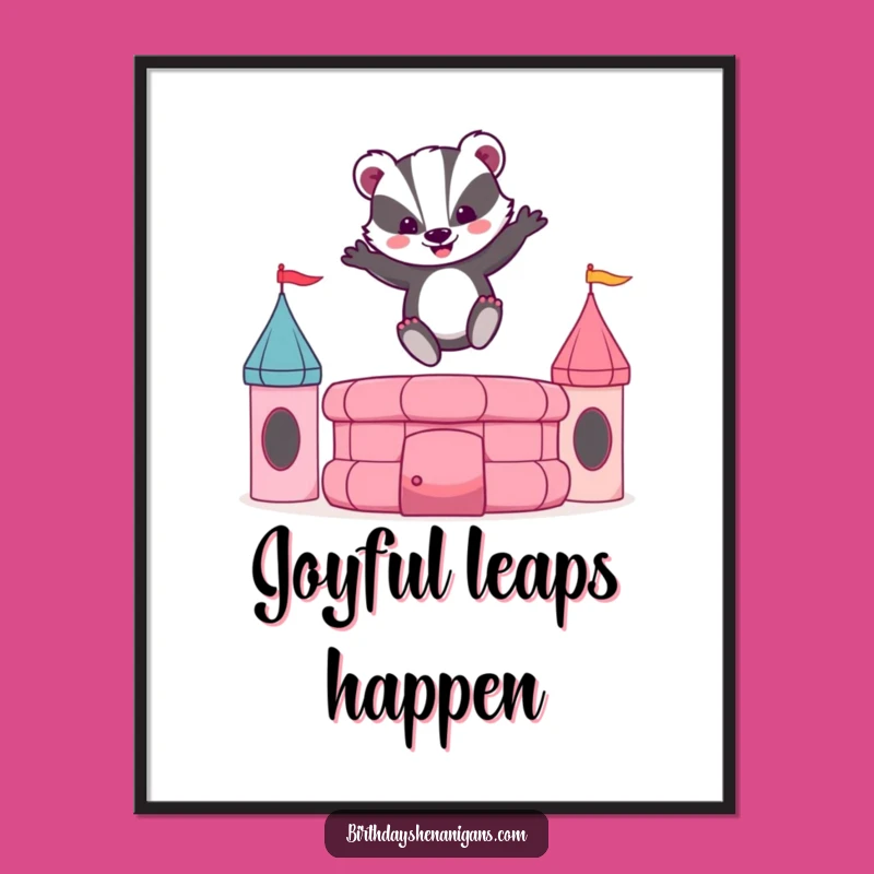 Funny Badger Bouncy Castle Digital Art: Instant Joyful Decor!