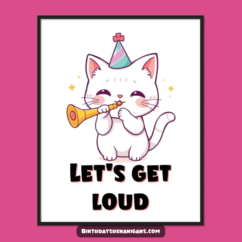 Instant Party Funny Kawaii Cat Digital Art - Trumpet Player Download!