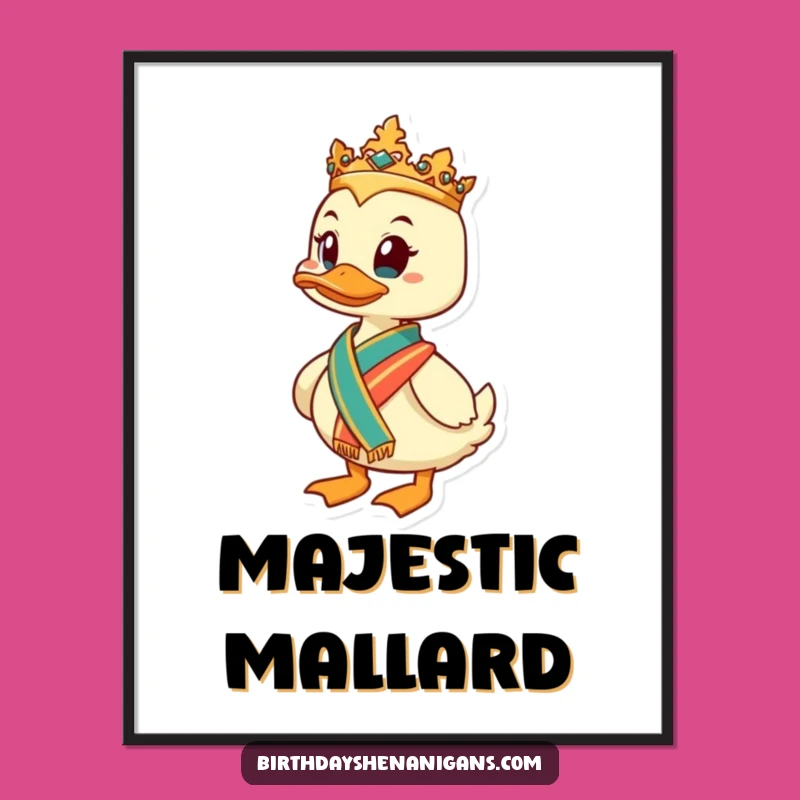 Funny Determined Duck Regal Digital Print: Instant Authority