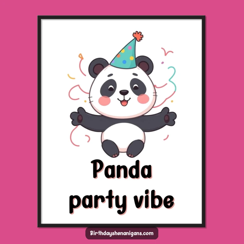 Funny Panda Party Digital Art: Cute Character Celebrates Fun - Instant Gift!