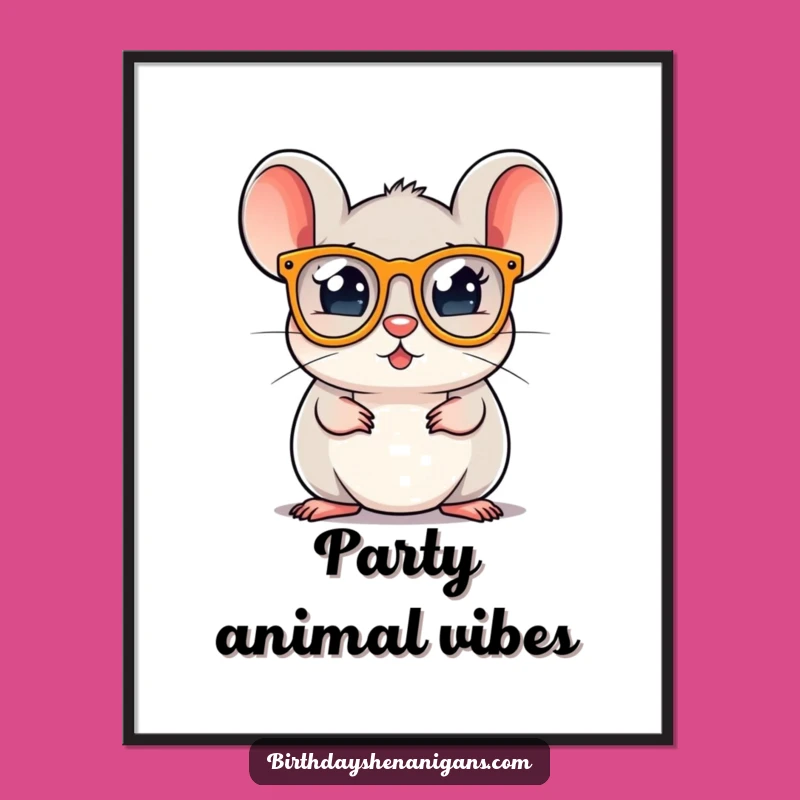 Funny Mouse Party Digital Art: Instant Festive Decor, Unique Gift