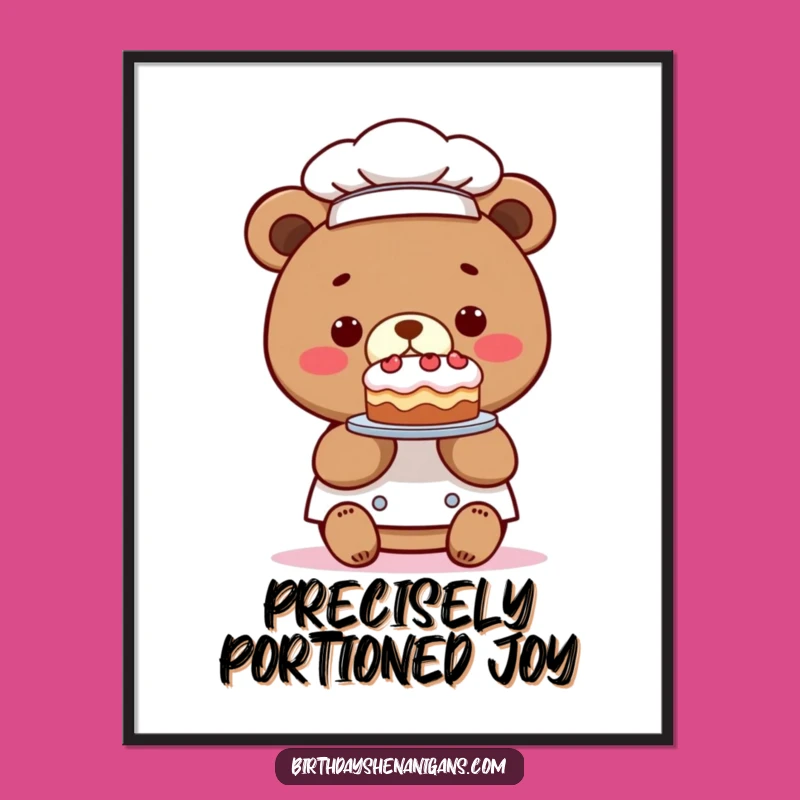 Funny Kawaii Bear Chef Tiny Cake Digital Art: Instant Culinary Whimsy