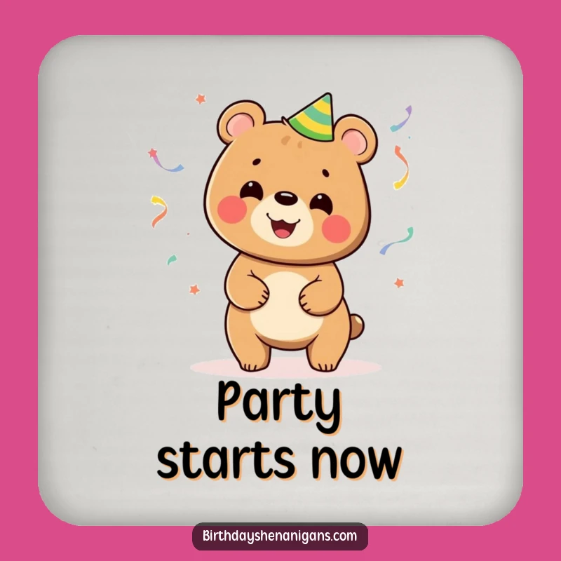 Funny Bear Juggling Streamers Coaster: Protect Surfaces with Humor!